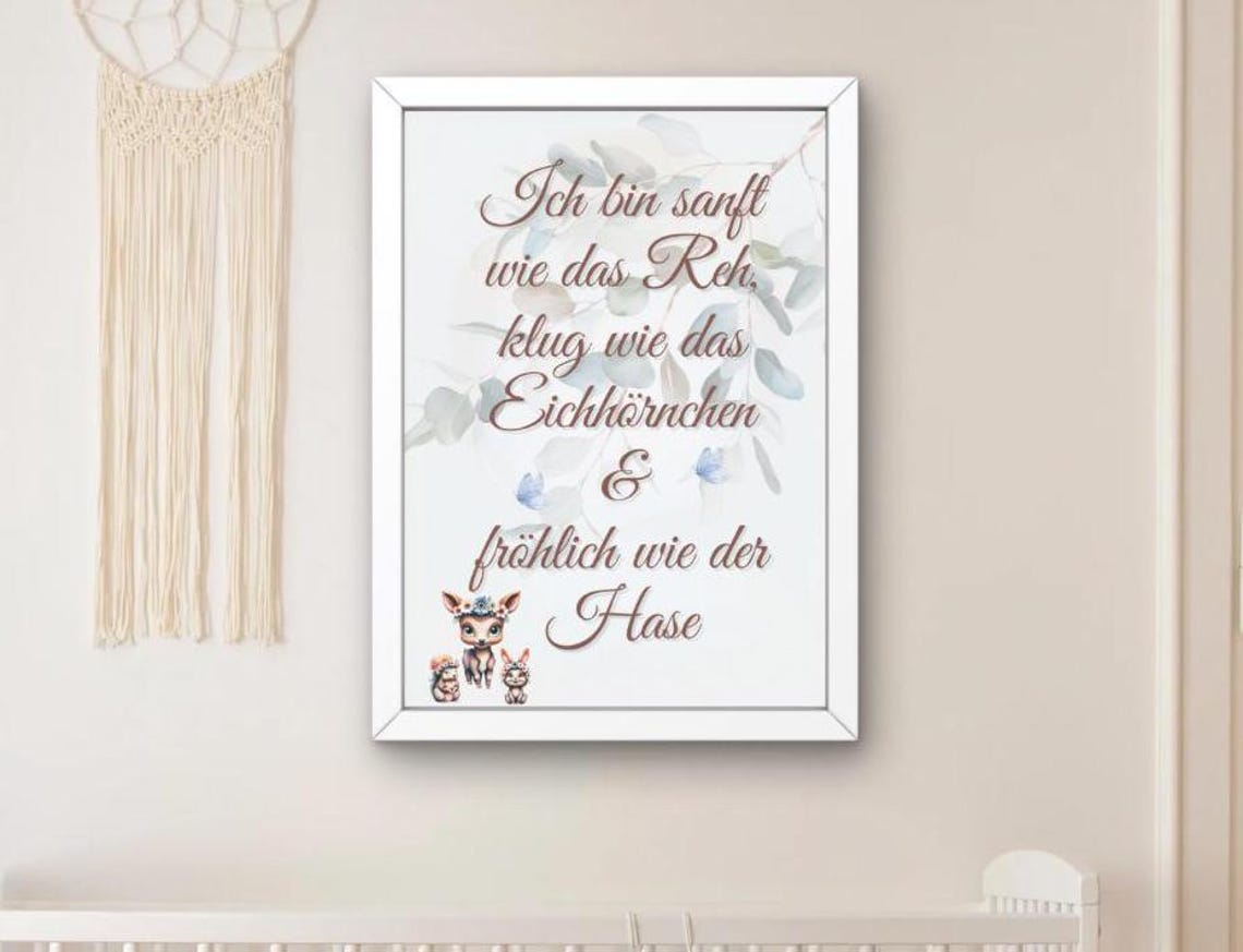 Nursery Decor Poster Wall Art For Kids Animal Flower Wreath Animals Motivational