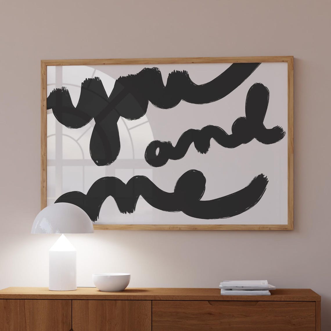 You And Me Hand Drawn Black Script Romantic Couples Art Poster