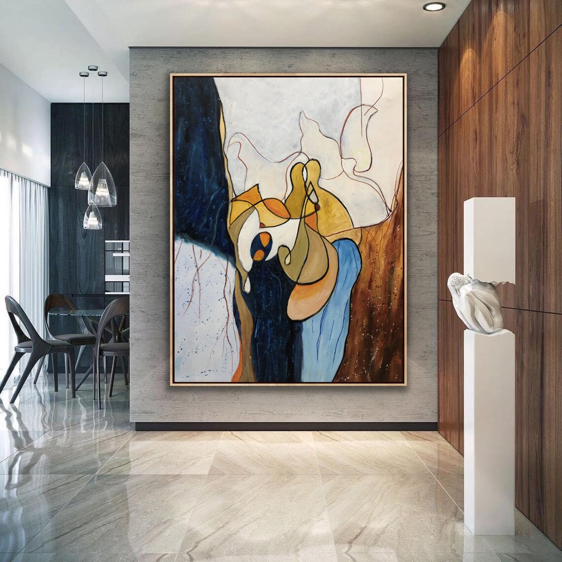 Abstract Love Painting, Minimalist Gold Bronze Art Print - Image 3