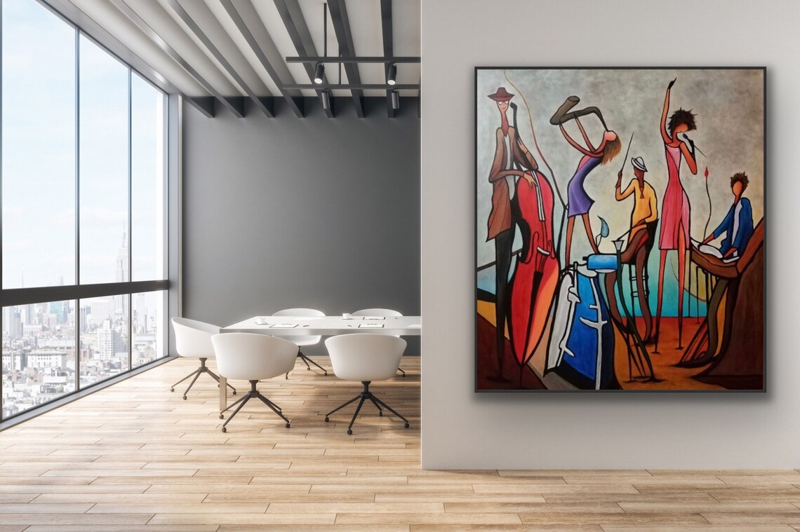 Music Abstract Violin Art Print, Modern Figurative - Image 3