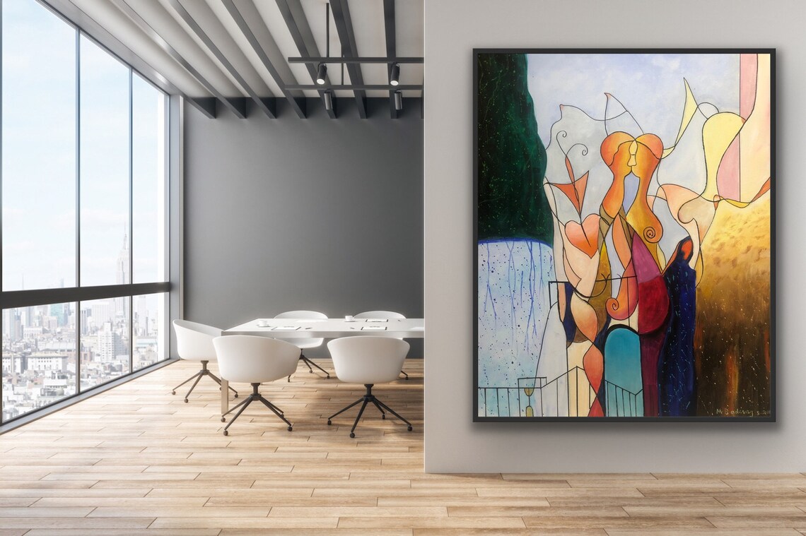Abstract Couple Oil Painting Modern Figurative Art - Image 3