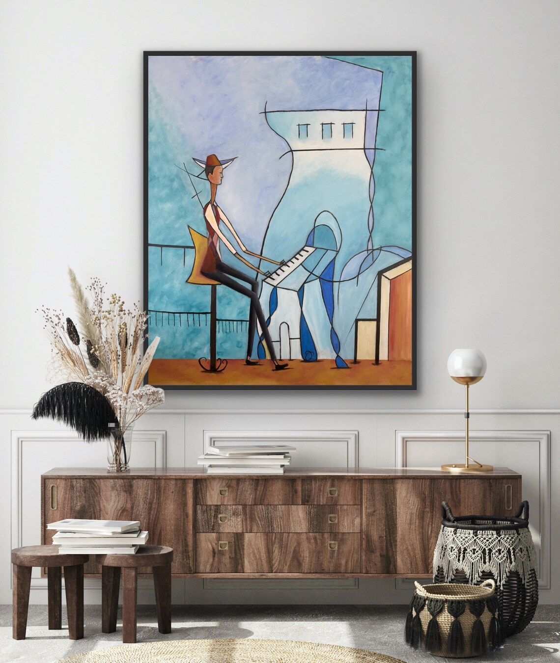 Man Playing Piano Abstract Figurative Art Print - Image 3