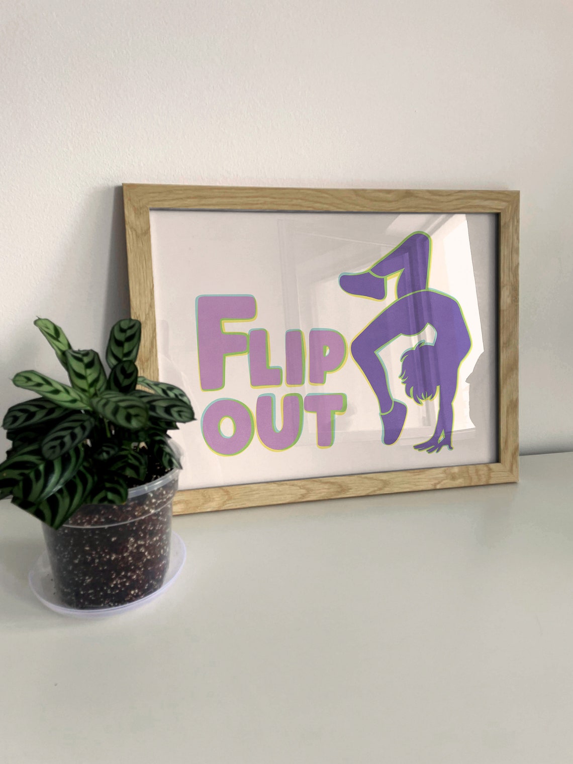 Flip Out Gymnast Silhouette Pastel Purple Horizontal Sports Poster - Image 3