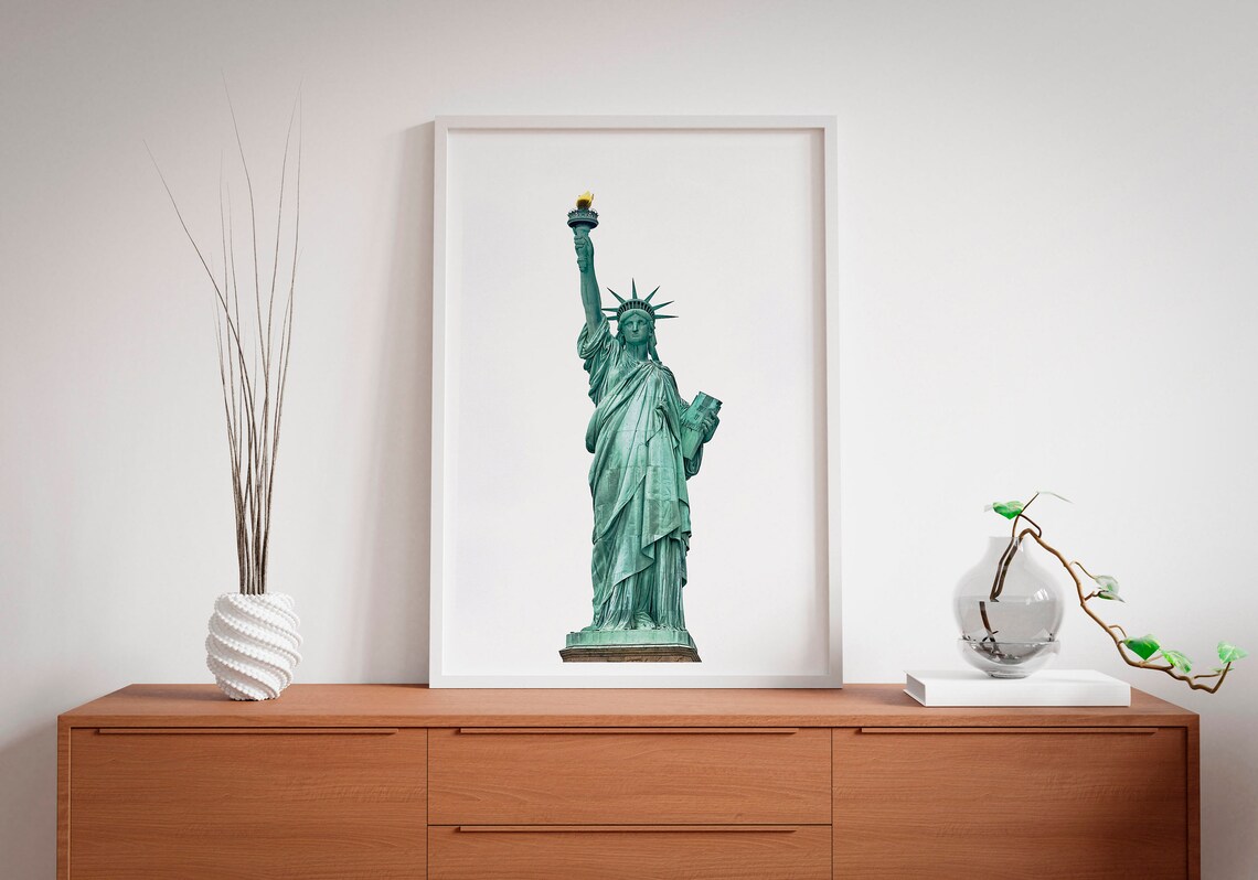 Statue of Liberty Minimalist White Background Photography Print - Image 3