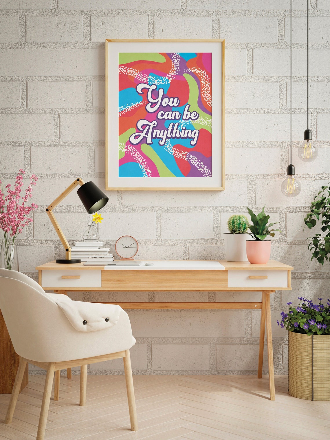 You Can Be Anything Groovy Retro Rainbow Motivational Poster - Image 3