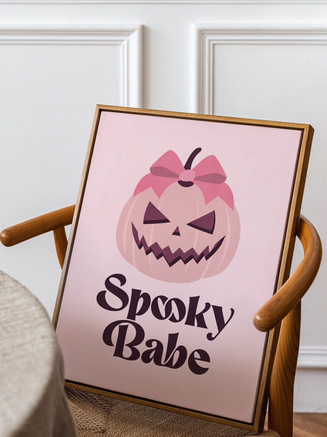 Spooky Babe Cute Girly Pink Halloween Jack-O-Lantern Bow Poster - Image 3