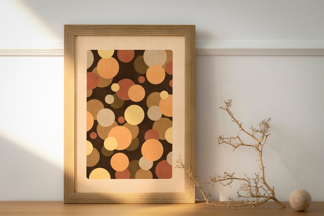 Warm Retro Geometric Circles Modern Abstract 70s Style Wall Art - Image 2