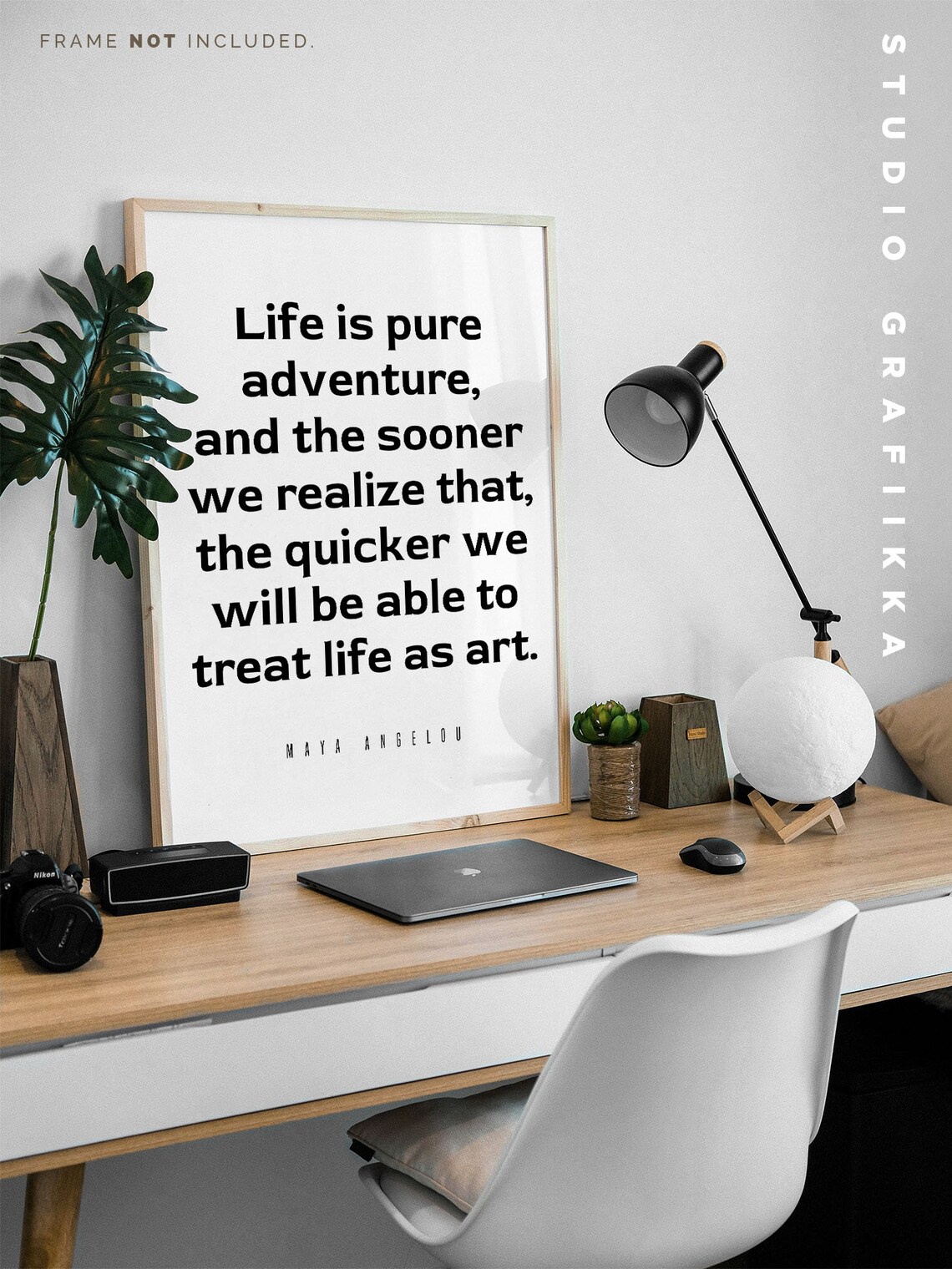 Maya Angelou Life Is Pure Adventure Bold Serif Style Quote Poster - Image 3