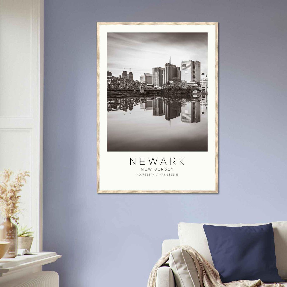 Newark New Jersey Skyline River Reflection Vintage Photo Poster - Image 2