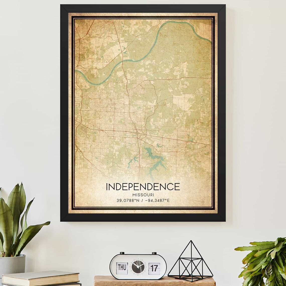Vintage Independence Missouri Map Print Poster