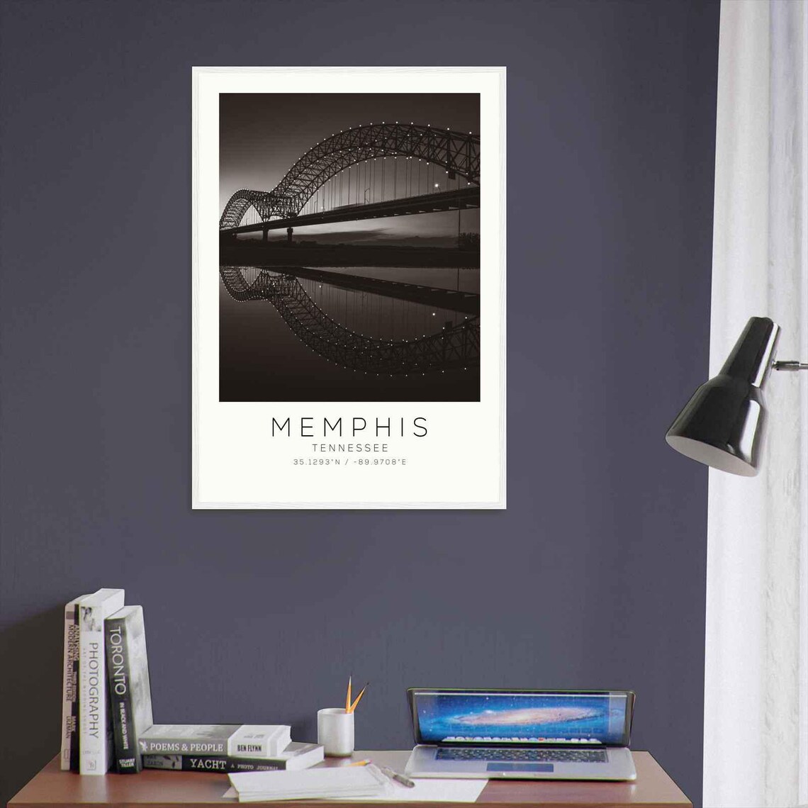 Memphis Tennessee Hernando Bridge Night Minimalist Travel Poster - Image 3