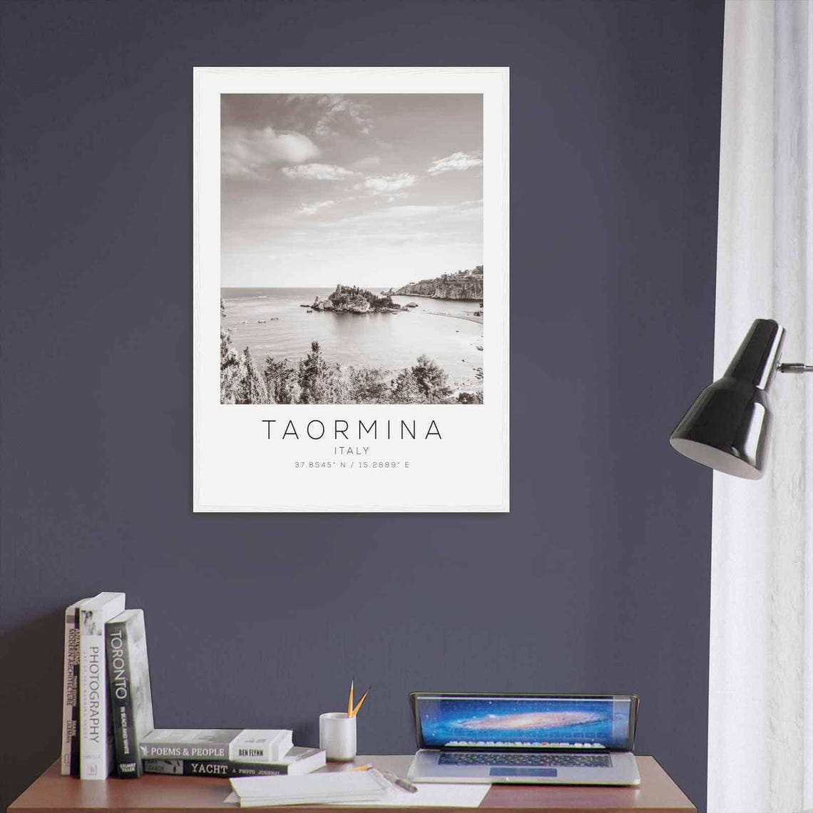 Taormina Italy Travel Photo Poster Bw Taormina Travel Print Minimalist Travel Poster Print - Image 3