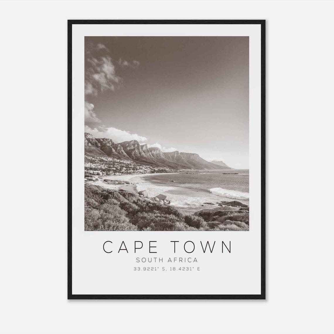 Cape Town South Africa Travel Photo Poster Bw Cape Town Travel Print Minimalist Travel Poster Print Ds2