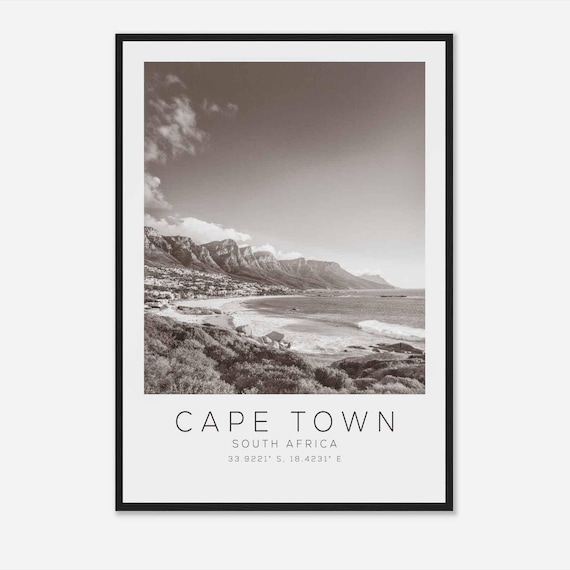 Cape Town South Africa Travel Photo Poster Bw Cape Town Travel Print Minimalist Travel Poster Print Ds2