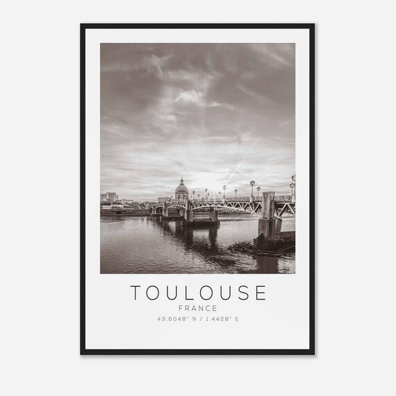 Toulouse France Travel Photo Poster Bw Toulouse Travel Print Minimalist Travel Poster Print Ds2