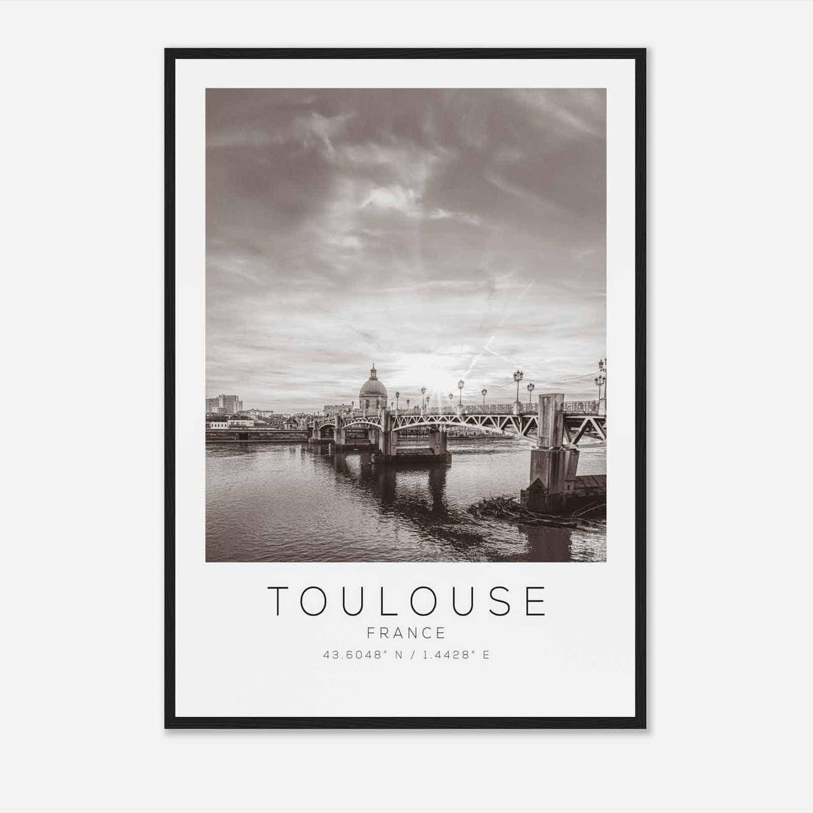 Toulouse France Travel Photo Poster Bw Toulouse Travel Print Minimalist Travel Poster Print Ds2