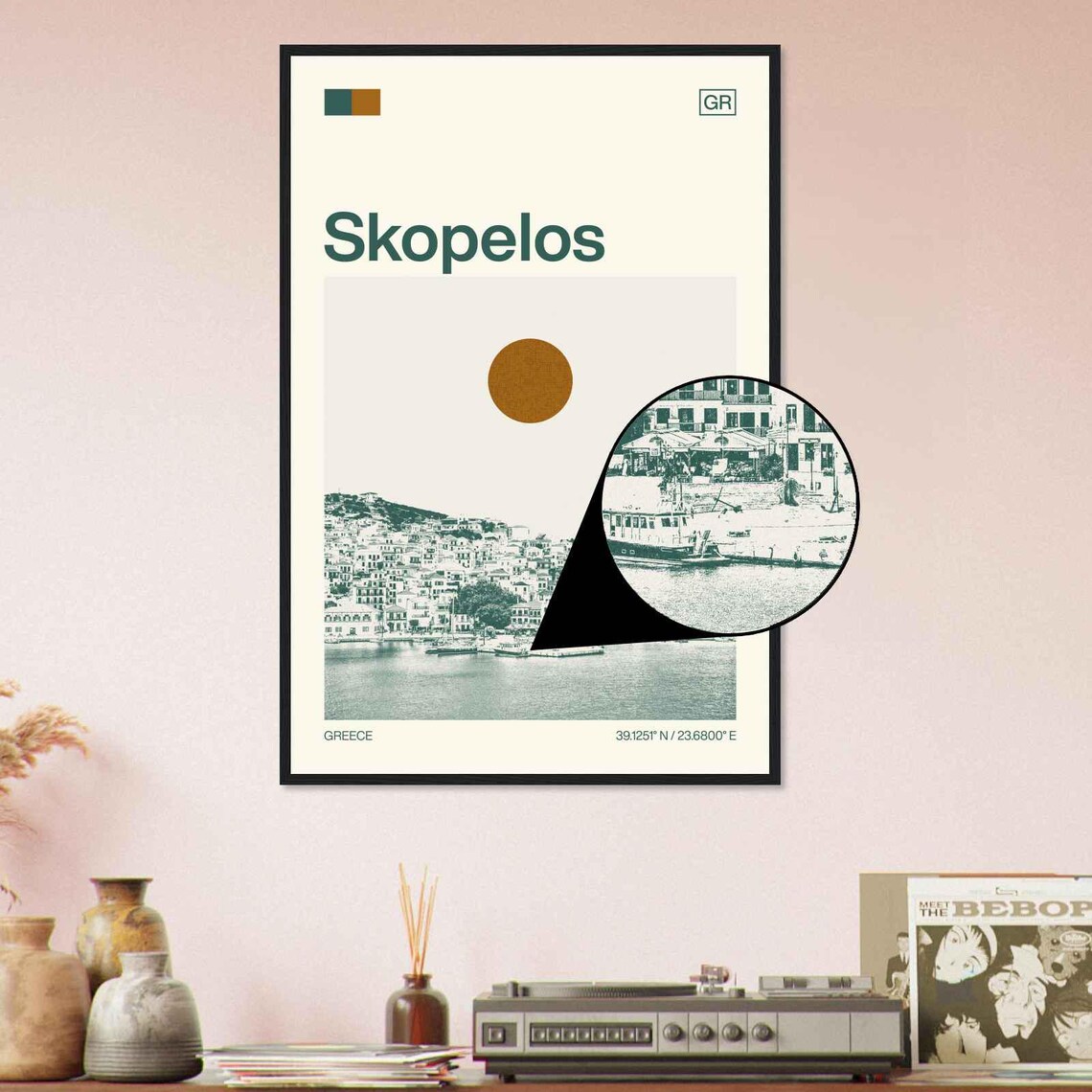 Skopelos Greece Minimalist Monochrome Travel Poster - Image 4