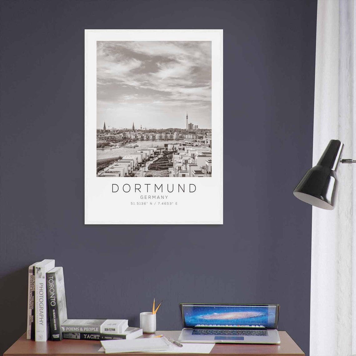 Dortmund Germany Black And White City Panorama Photography Poster - Image 3