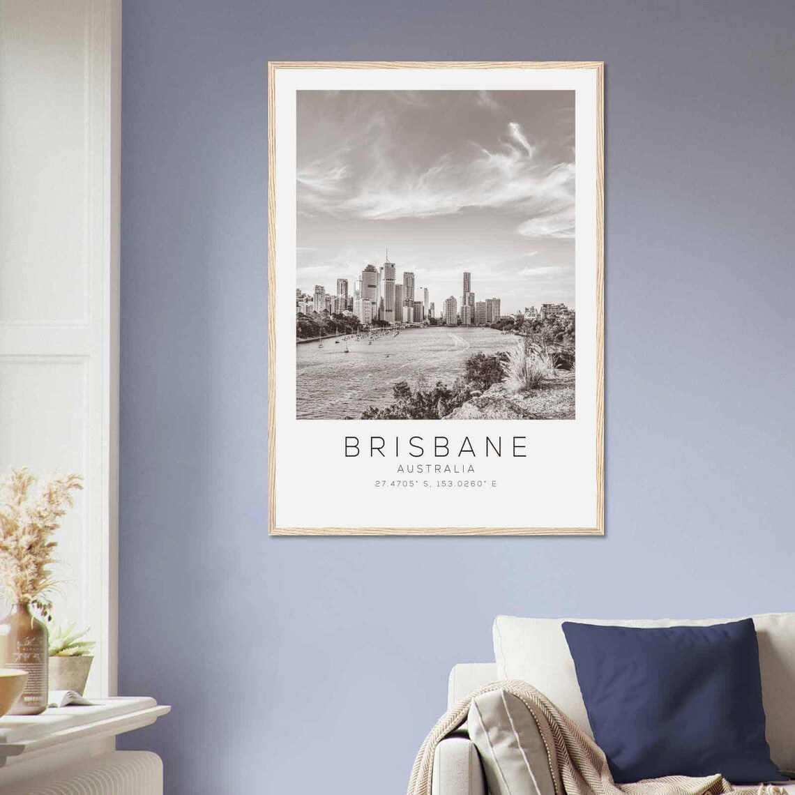 Brisbane Australia Skyline Black White Minimalist Photo Poster - Image 2