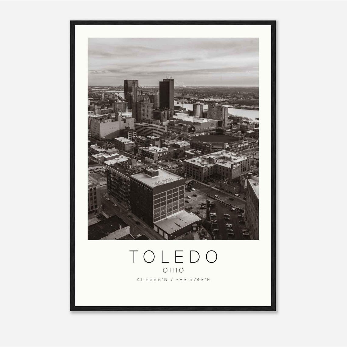 Toledo Ohio Aerial Downtown City View Minimalist Photo Poster