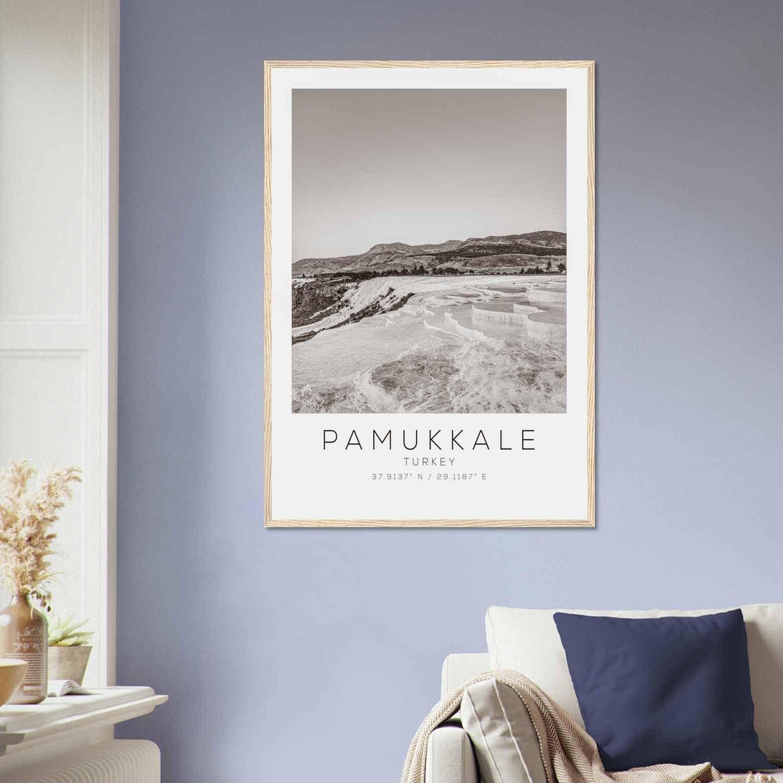 Pamukkale Turkey Travertine Terraces Black White Photo Poster - Image 2