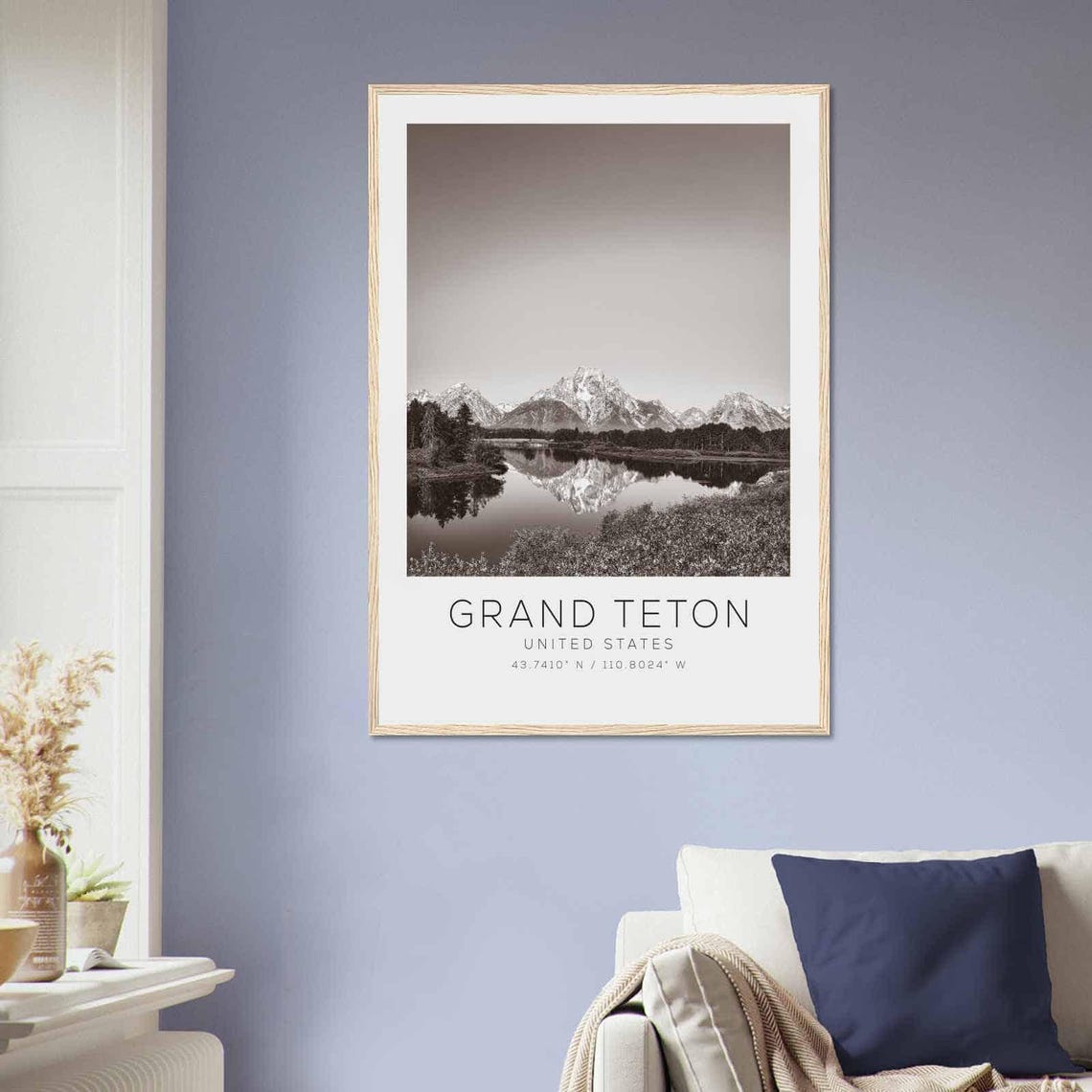 Grand Teton United States Travel Photo Poster Bw Grand Teton Travel Print Minimalist Travel Poster Print - Image 2