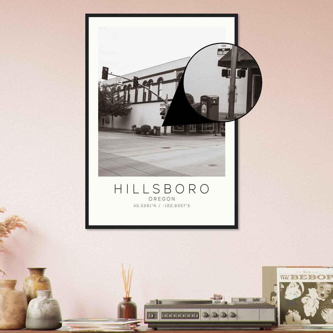 Hillsboro Oregon Historic Corner Building Black White Photo Poster - Image 4