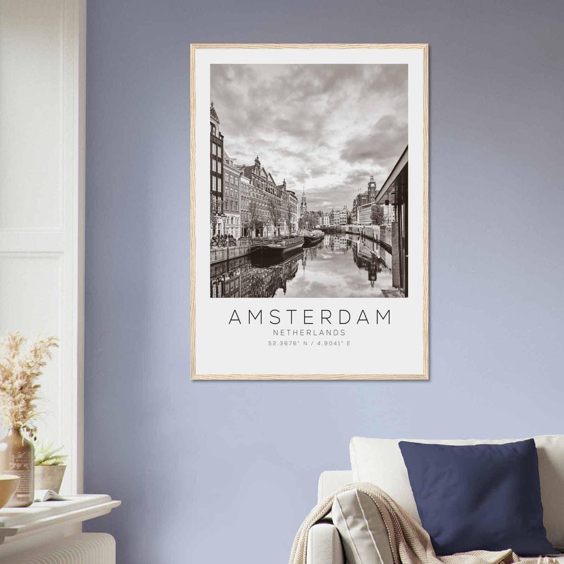 Amsterdam Netherlands Canal Houses Black and White Travel Poster - Image 2