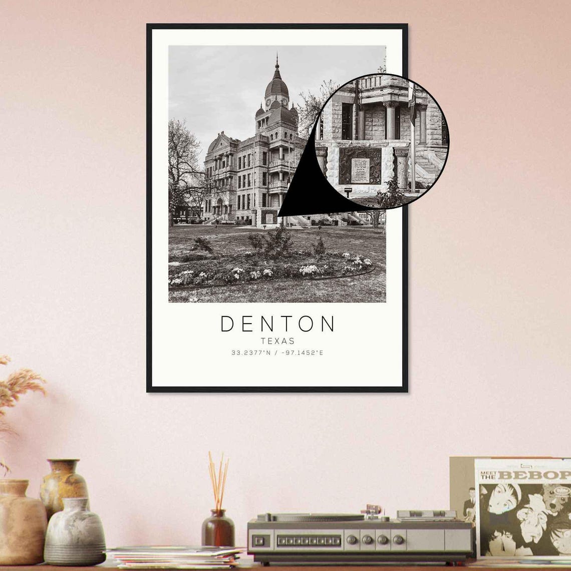 Denton Texas Historic Courthouse Clock Tower Square Photo Poster - Image 4