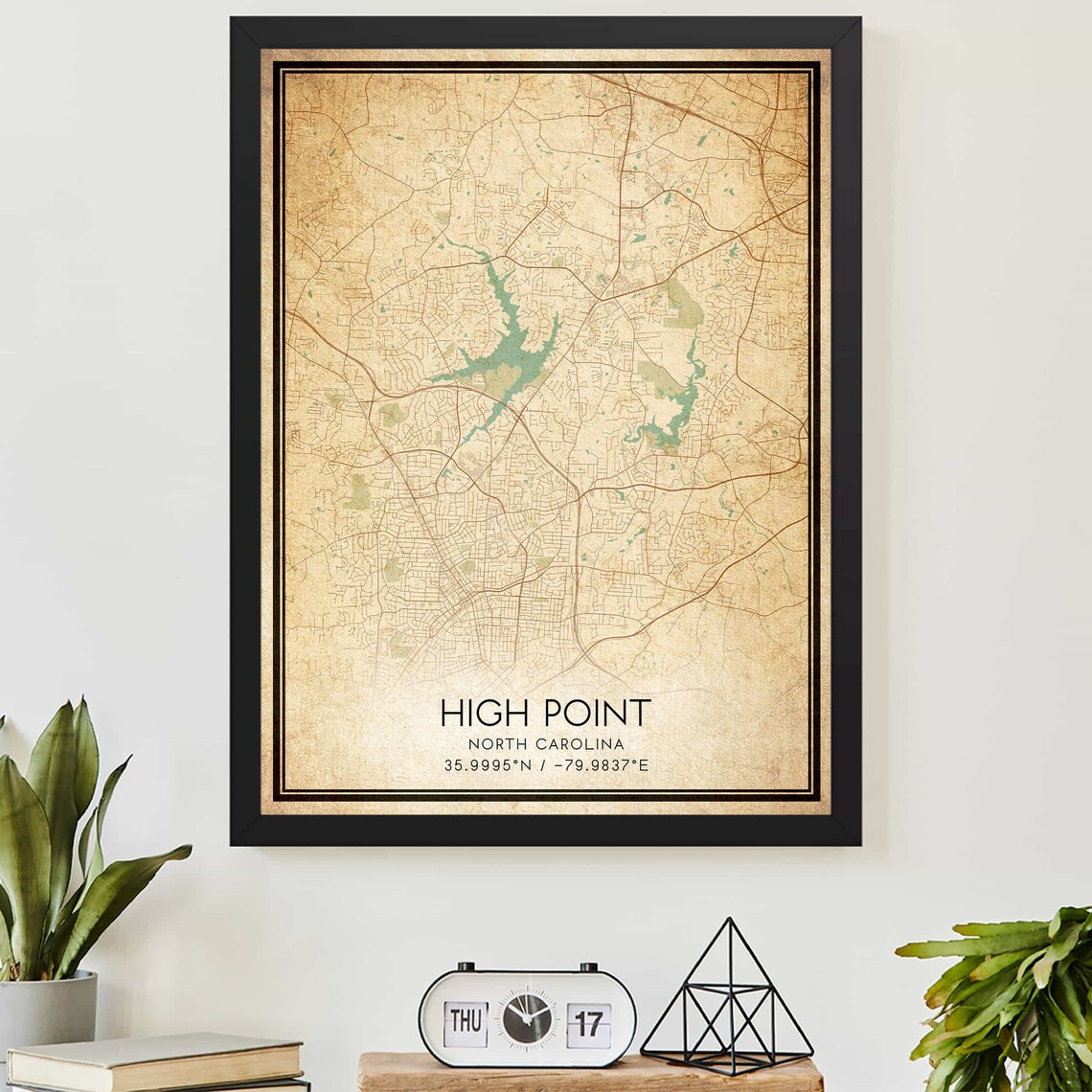 High Point North Carolina Vintage Style City Street Map Poster