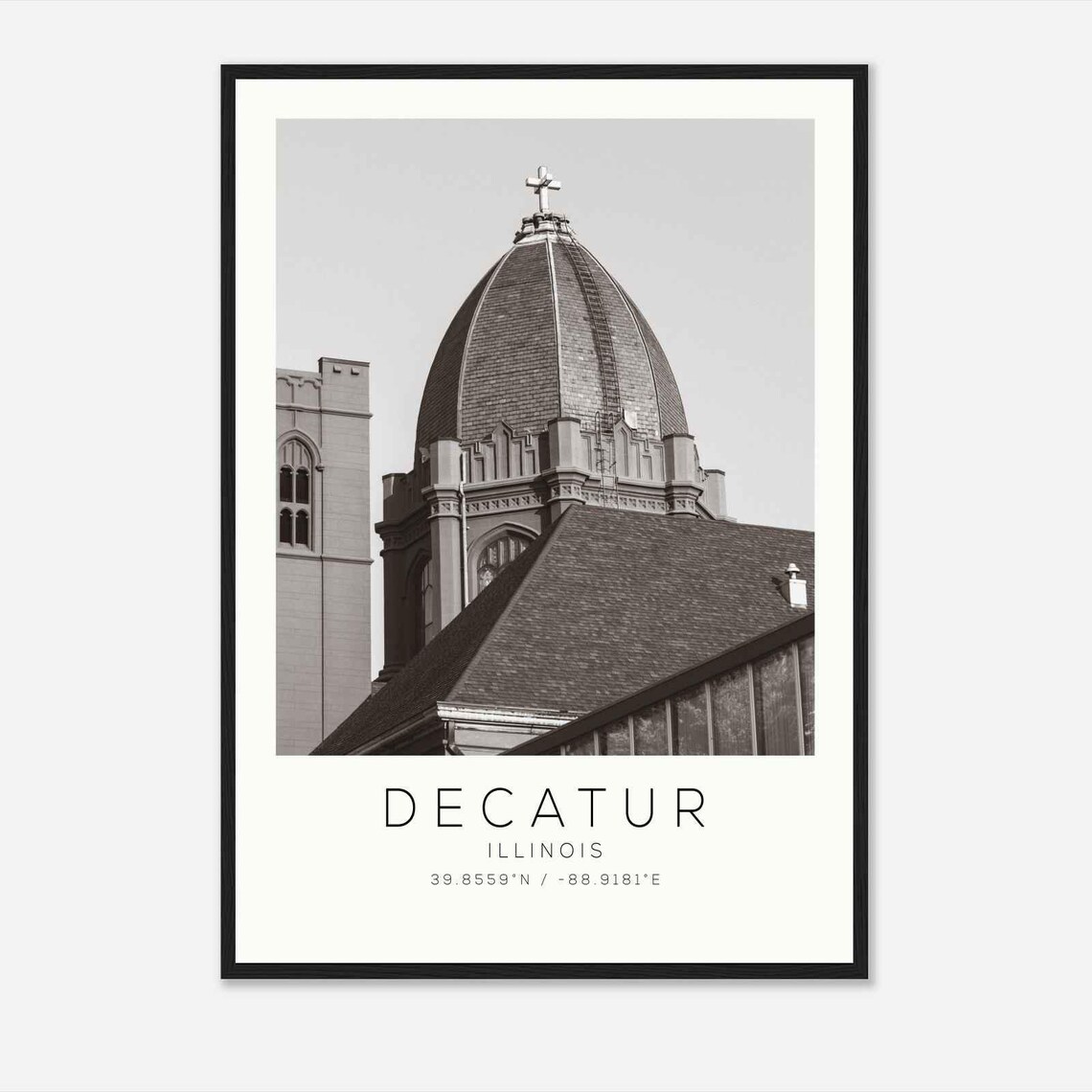 Decatur Illinois Historic Church Tiled Dome Cross Photo Poster