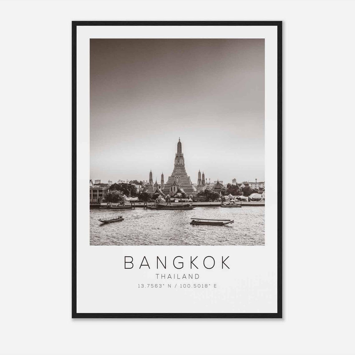 Bangkok Thailand Travel Photo Poster Bw Bangkok Travel Print Minimalist Travel Poster Print