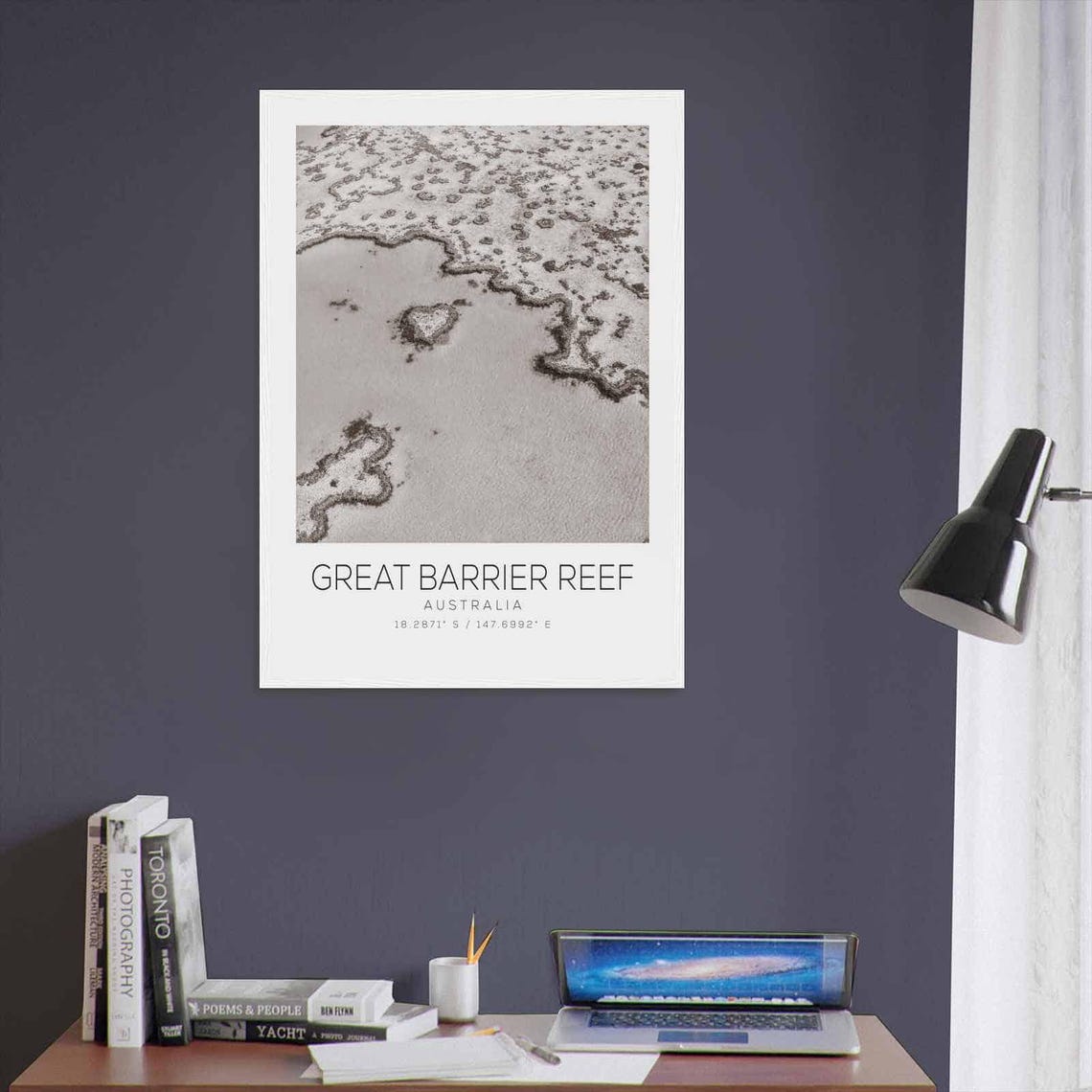 Great Barrier Reef Australia Aerial Heart Coral Reef Black Poster - Image 3