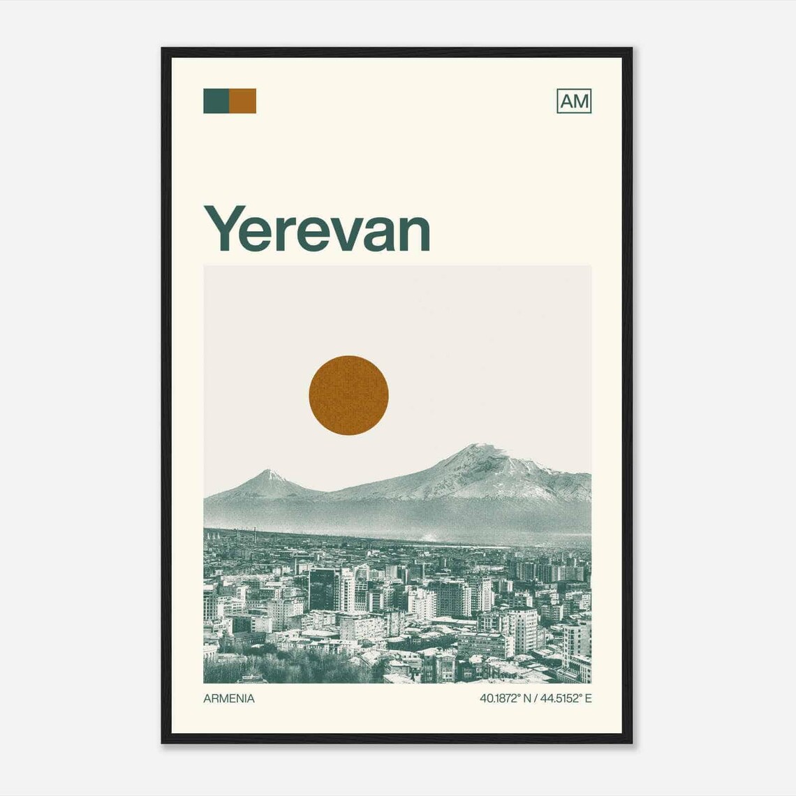 Yerevan Armenia Minimalist Monochrome Travel Poster