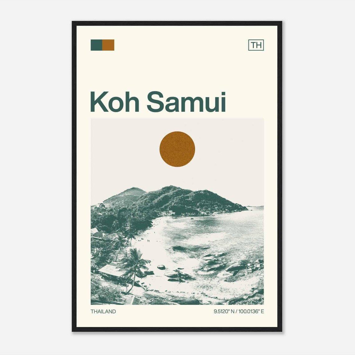 Koh Samui Thailand Beach Palm Island Minimalist Travel Art Poster