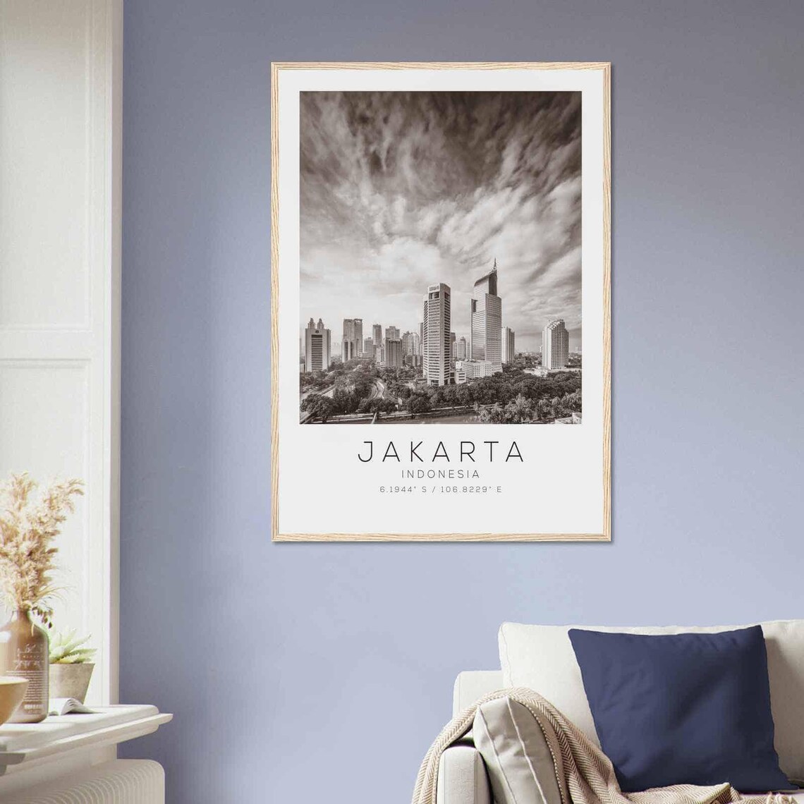 Jakarta Indonesia Black White City Skyline Tower View Poster - Image 2