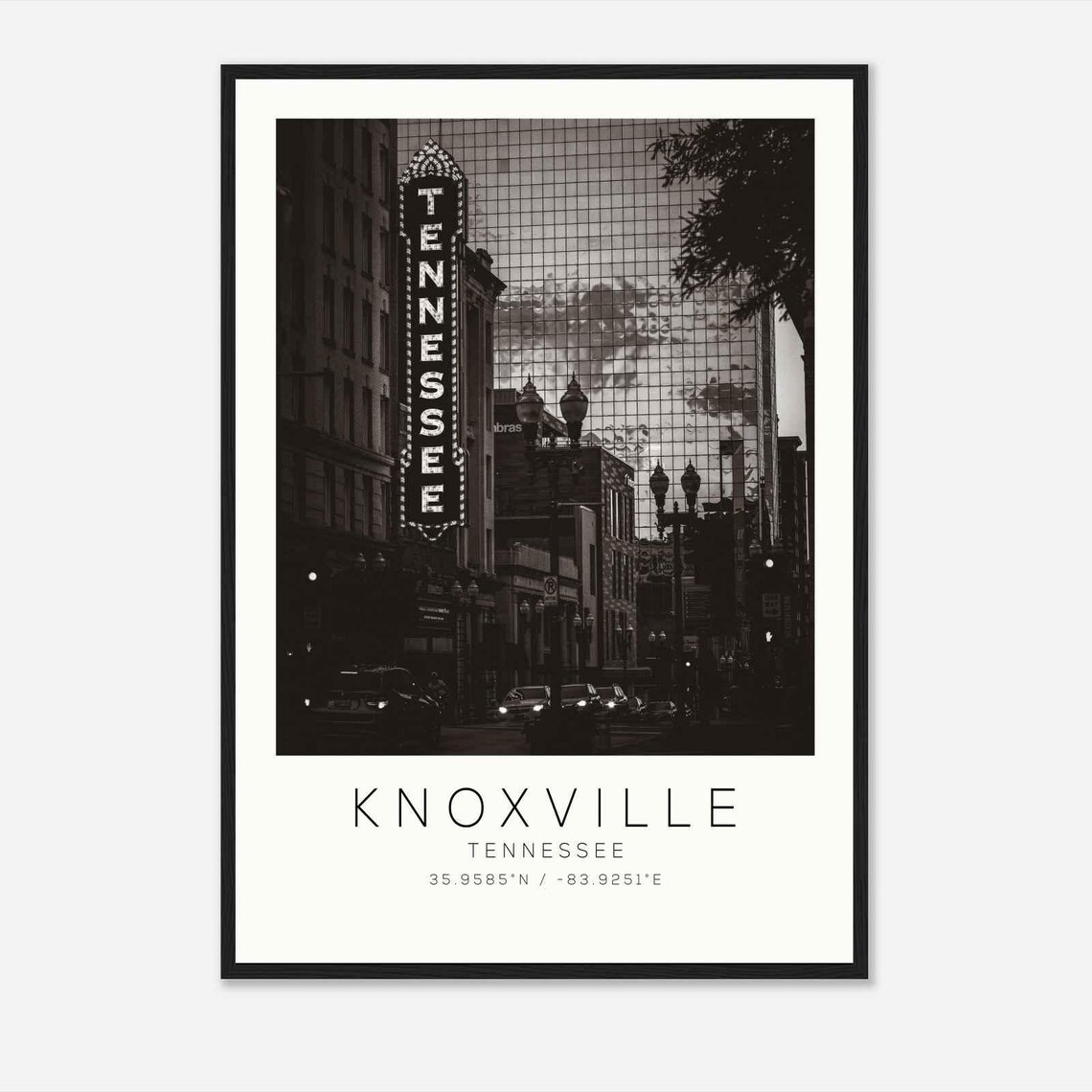 Knoxville Tennessee Historic Theater Marquee Night Photo Poster