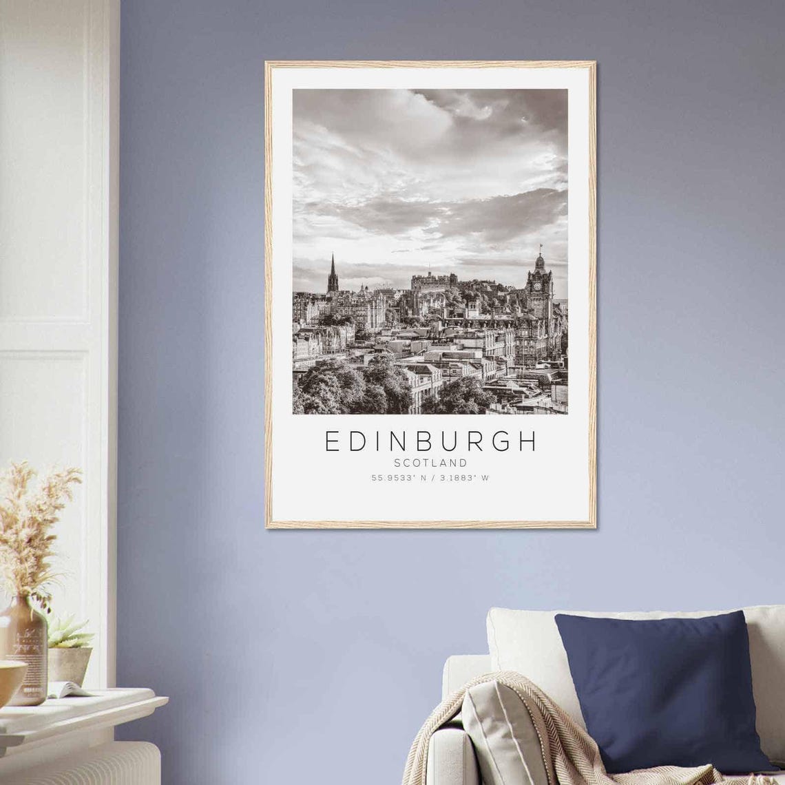 Edinburgh Scotland Historic City Skyline Dramatic Black White Poster - Image 2