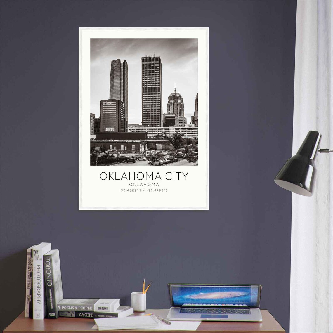 Oklahoma City Downtown Tower View Black and White Photo Poster - Image 3