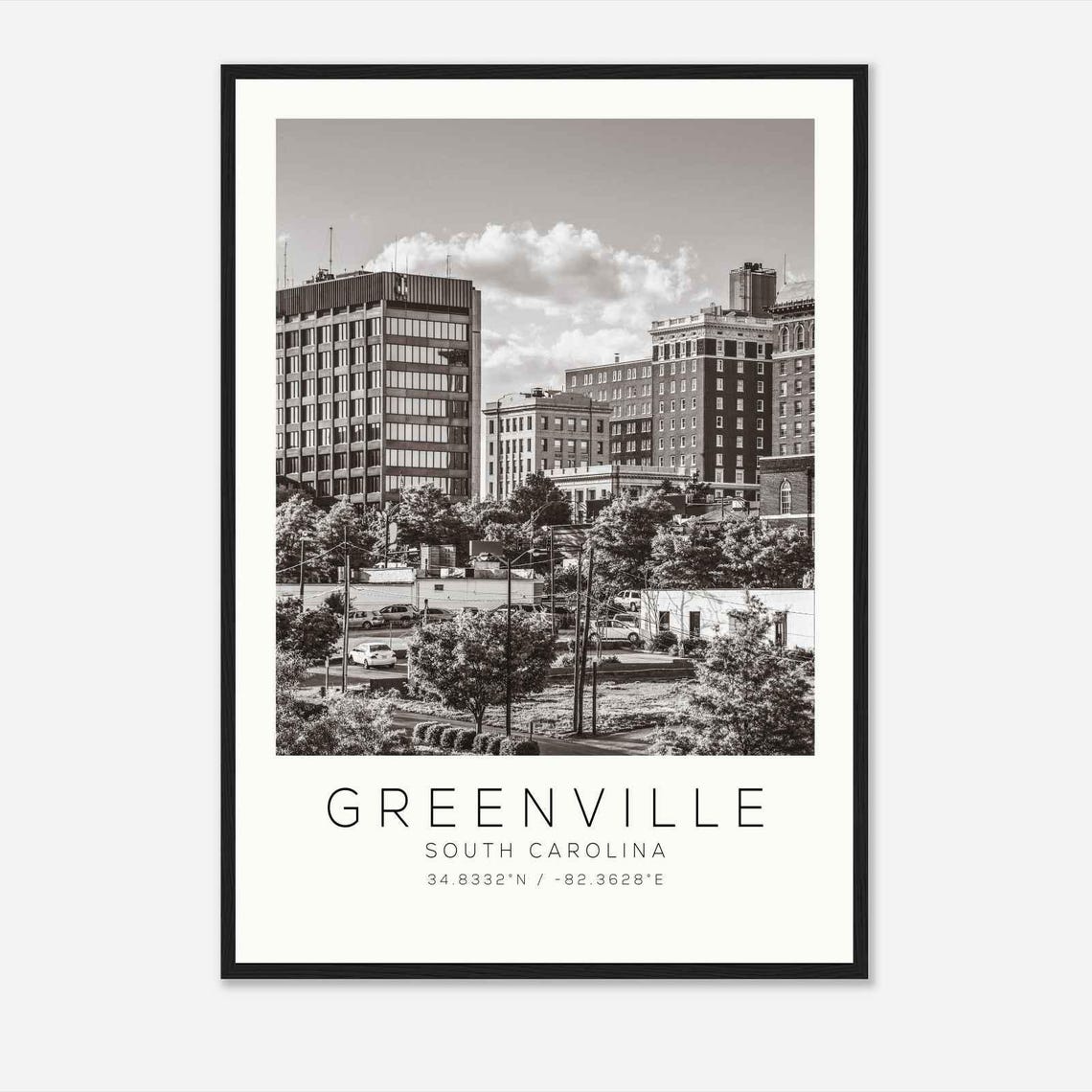 Greenville South Carolina Photo Travel Poster Greenville Travel Print Minimalist Travel Print Ds1