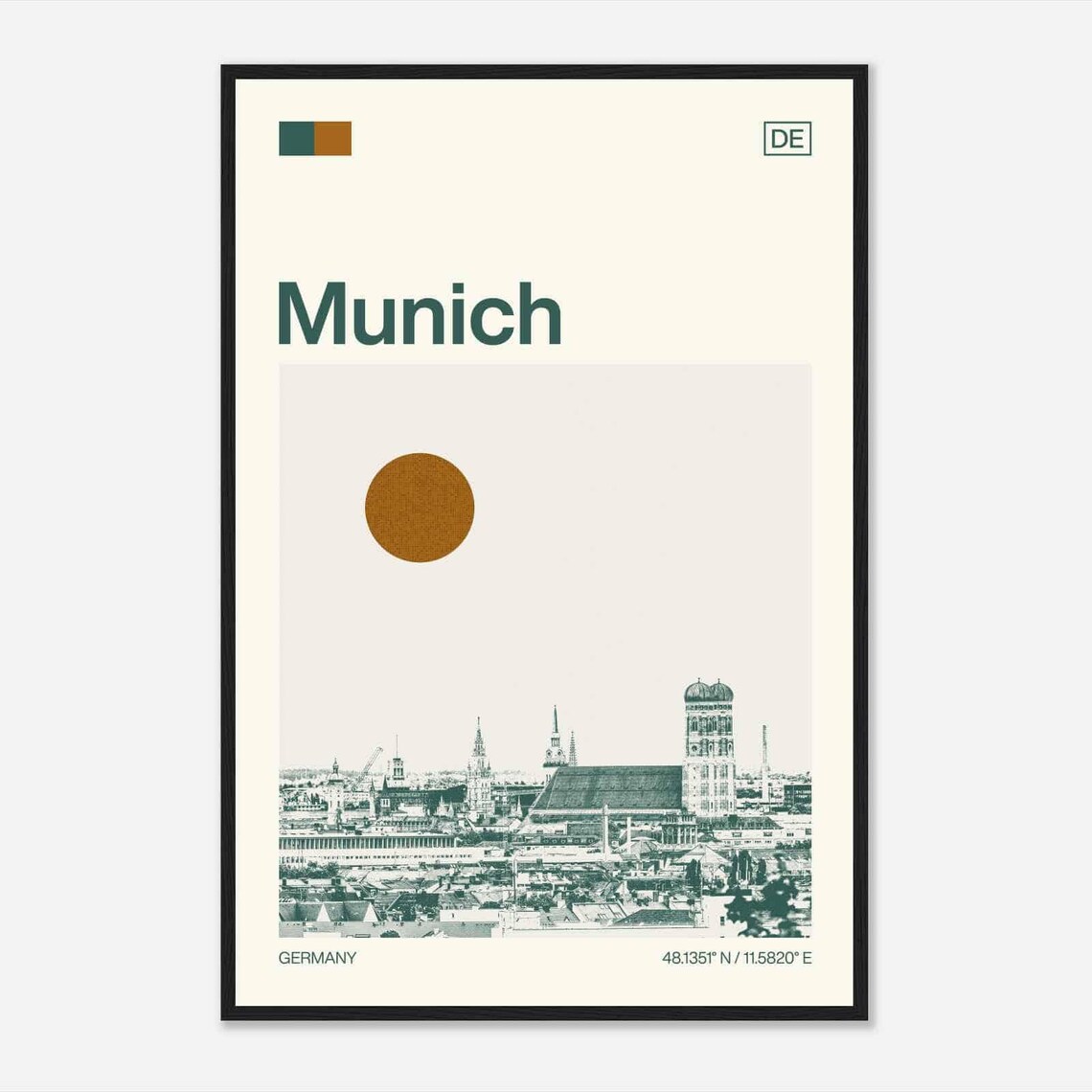 Munich Germany Minimalist Monochrome Travel Photo Poster