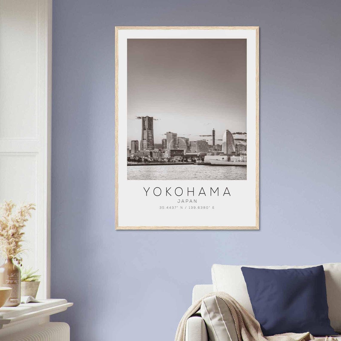 Yokohama Japan Travel Photo Poster Bw Yokohama Travel Print Minimalist Travel Poster Print - Image 2