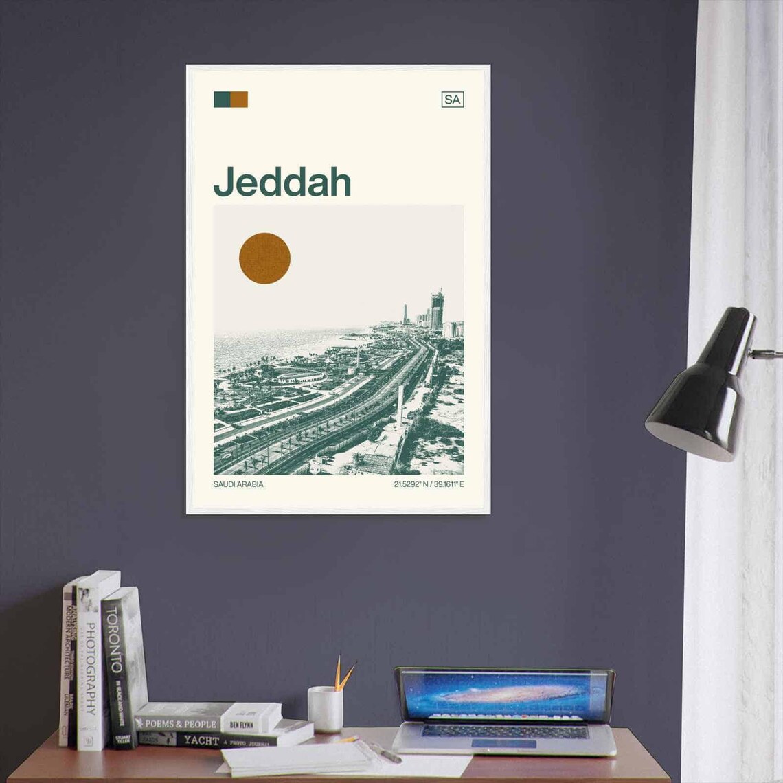 Jeddah Saudi Arabia Coast Road Palm Minimalist Travel Poster - Image 3