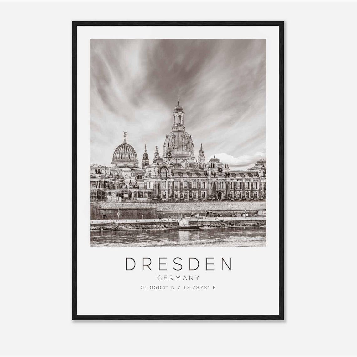 Dresden Germany Black And White Baroque Domes Photography Poster