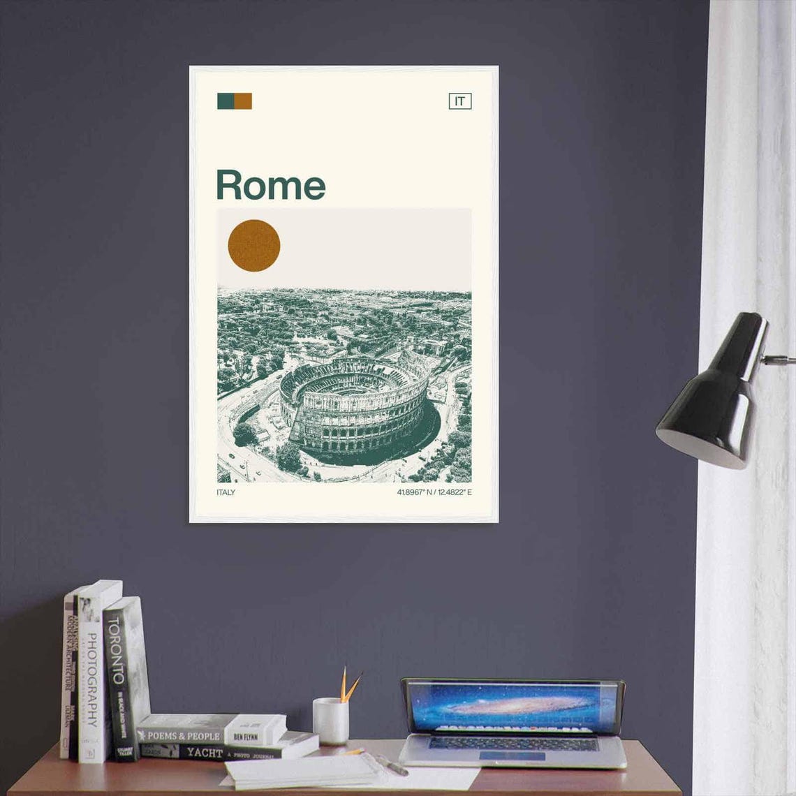 Rome Italy Colosseum Aerial Ancient Arena Sun Duotone Travel Poster - Image 3
