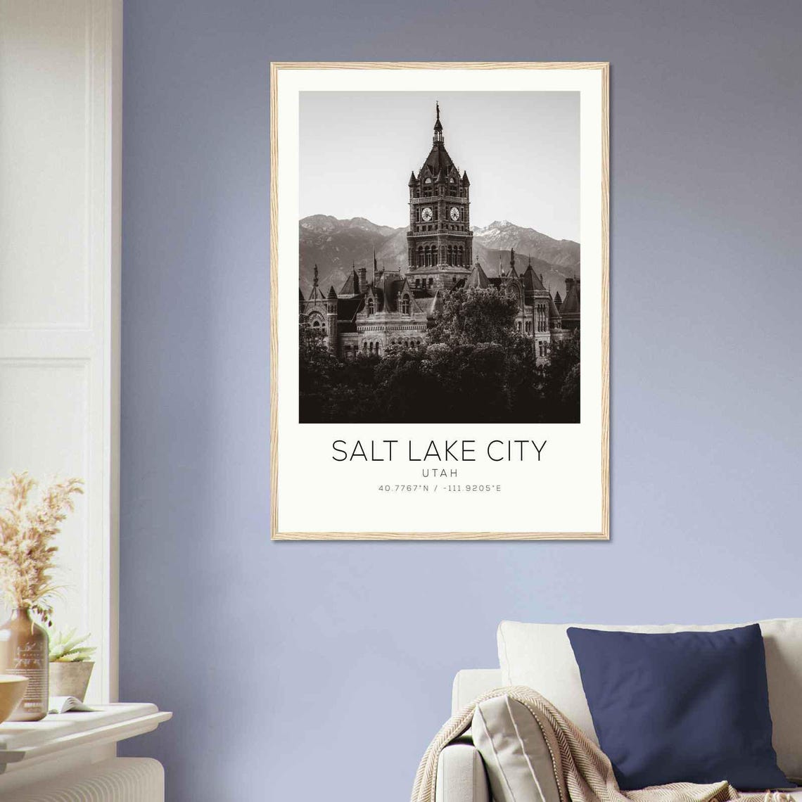 Salt Lake City Utah Historic Clock Tower Mountain View Poster - Image 2