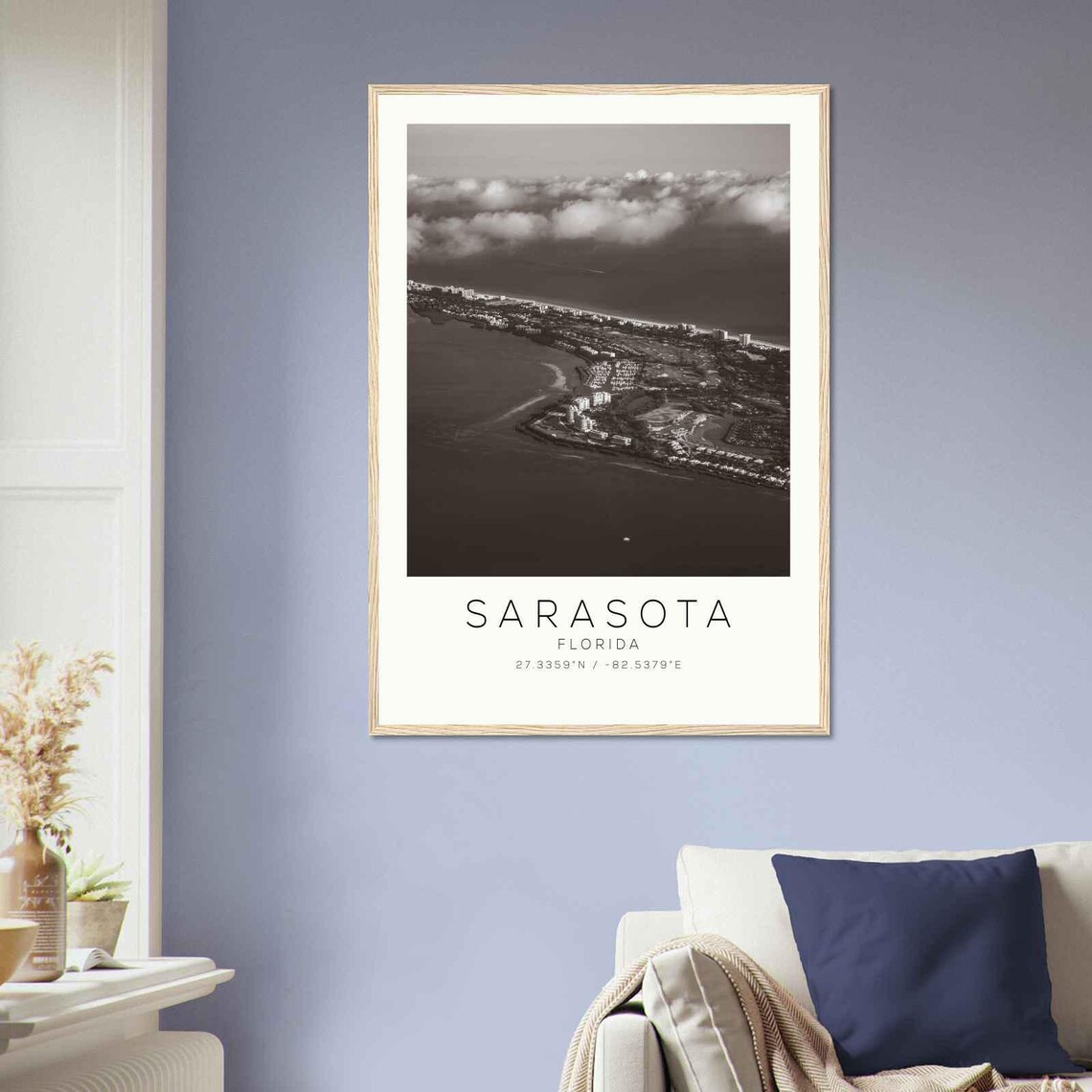 Sarasota Florida Aerial Barrier Island Coast Minimalist Photo Poster - Image 2