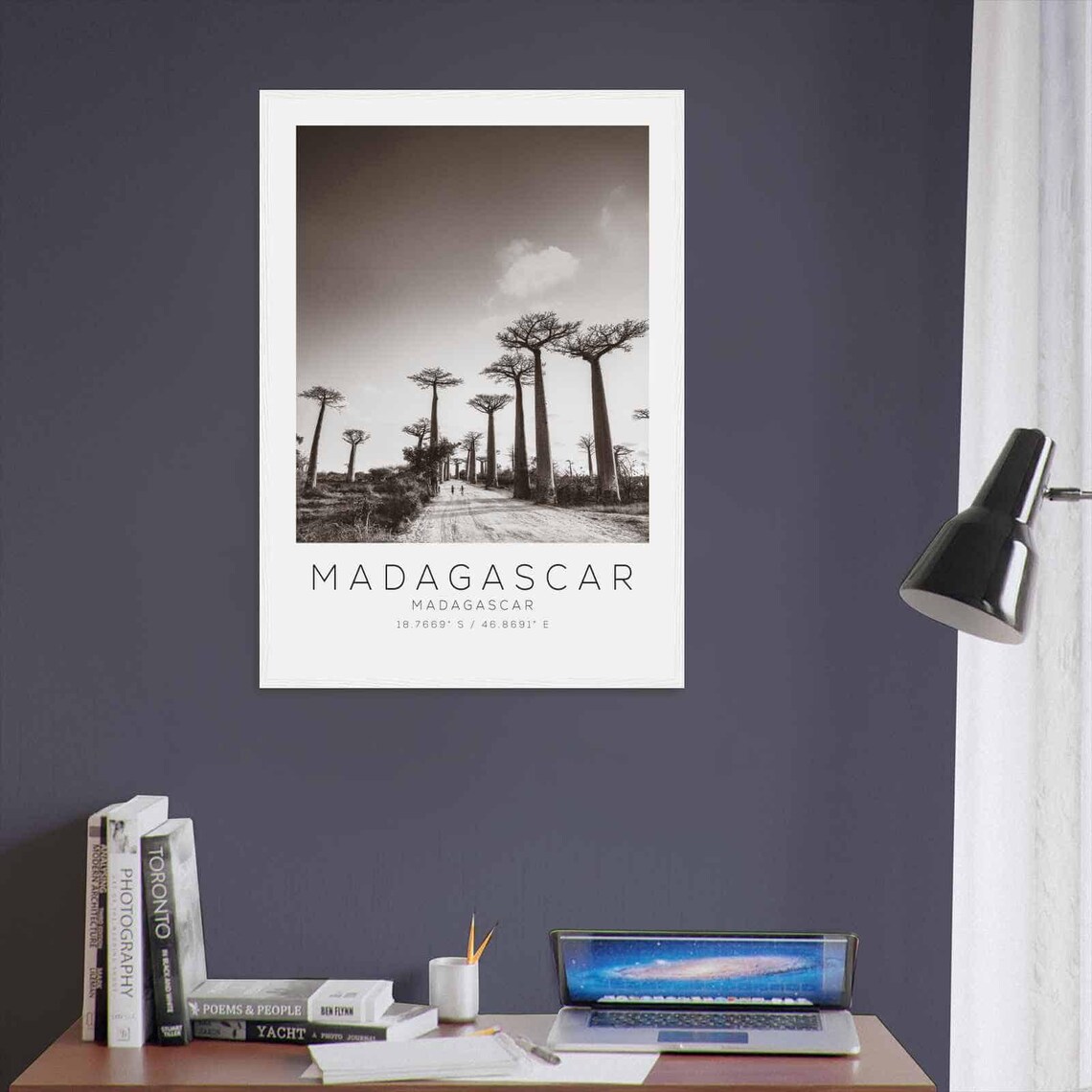 Madagascar Baobab Avenue Black and White Travel Photo Poster - Image 3