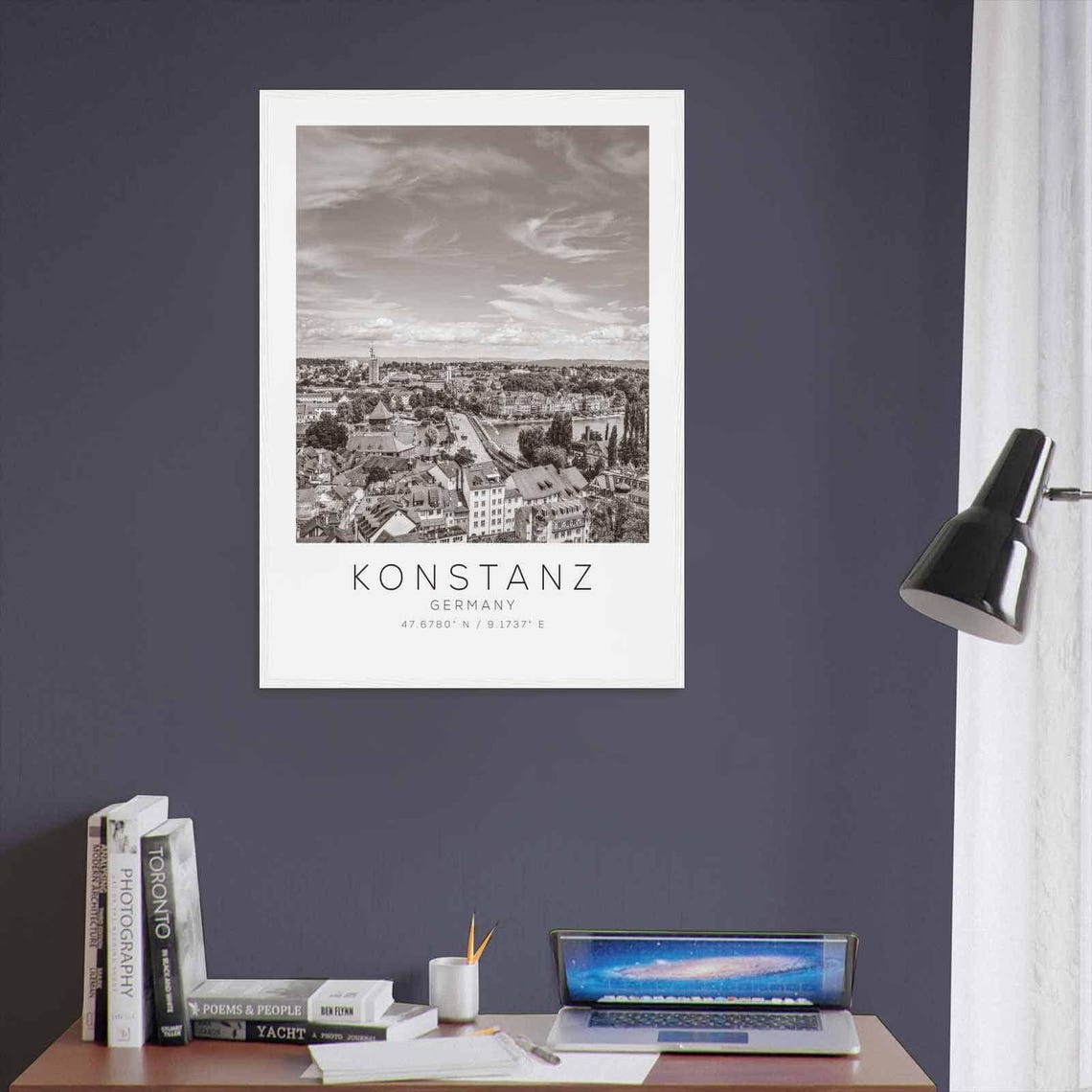 Konstanz Germany Black White Old Town Riverside City View Poster - Image 3