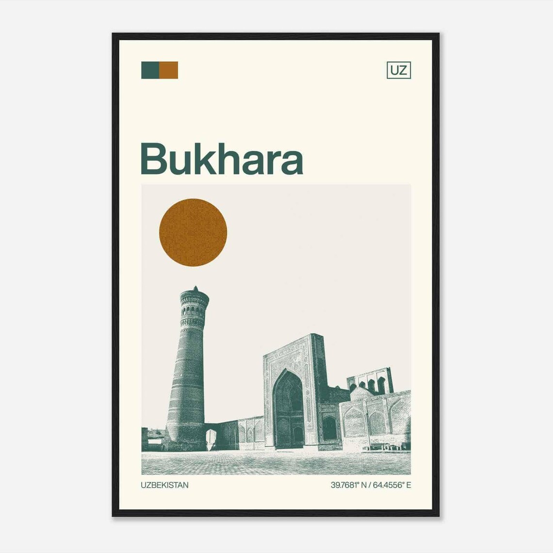 Bukhara Uzbekistan Historic Kalon Minaret Duotone View Poster